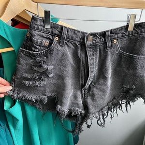 Black Levis Denim Distressed Shorts
